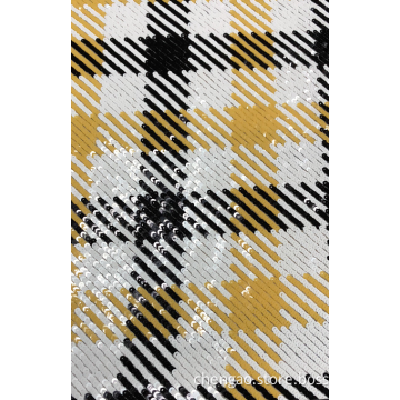 Multicolor Checkers Sequin Mesh Embroider Fabric